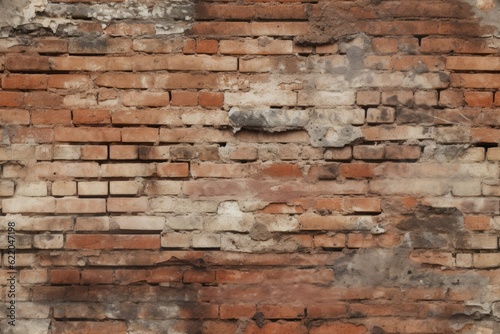 Seamless background of an old red brick wall with cement.