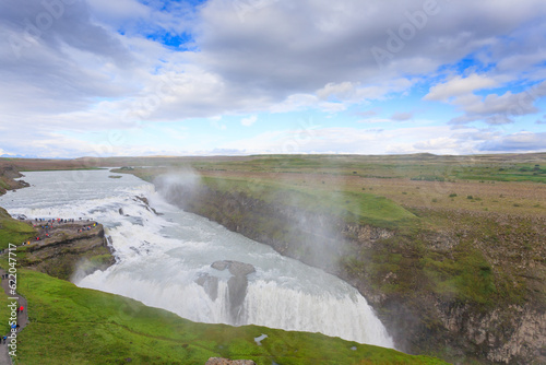 Gullfoss falls in summer season view, Iceland