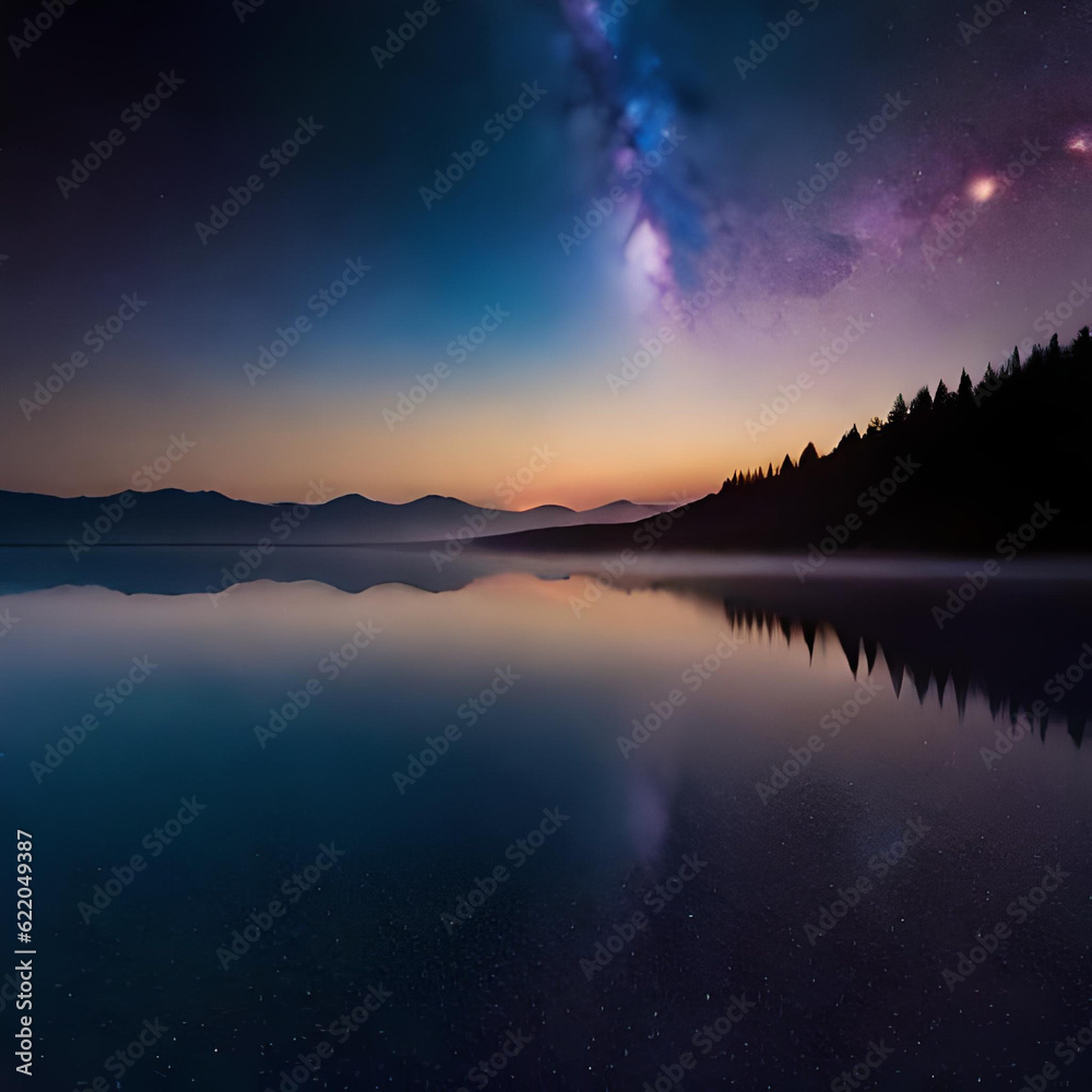 galaxy over lake