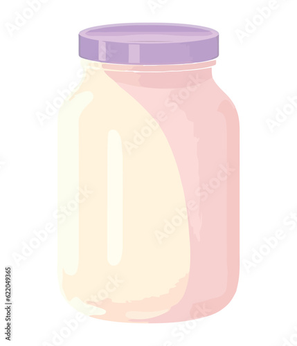 Fresh organic milk in jar, gourmet meal