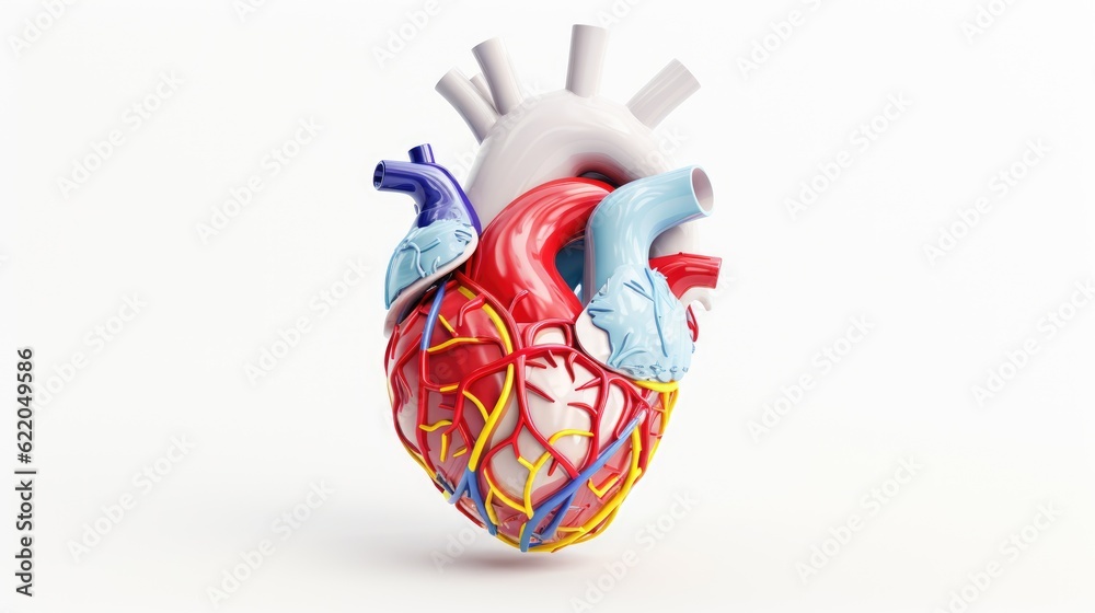 Human heart on white background, Colored, creative illustration in futuristic style. Visual for design of medical Human heart on white background, Colored, creative illustration in futuristic style. Visual for design of medical