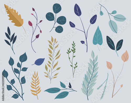 creative and colorful leaves vector, leaves with autumn and cold colors
