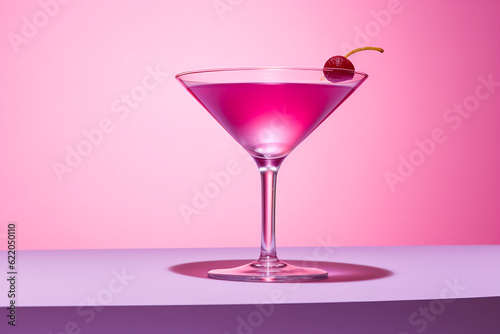 pink cocktail in glass