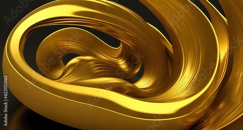 Abstract background with golden waves and liquid metal texture. Ai generative.