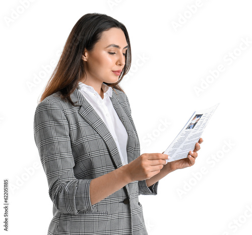 Young woman in stylish suit...