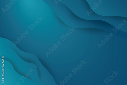 Abstract paper cut background with blue origami style waves. 