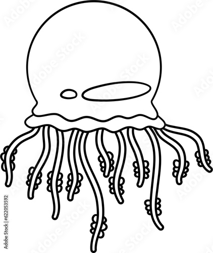 Underwater Jellyfish Outline Illustration
