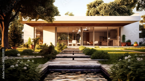 3D render roman style, Home and Garden Embracing the Timeless Elegance and Tranquility, Creating a Harmonious Fusion of Indoor and Outdoor Spaces