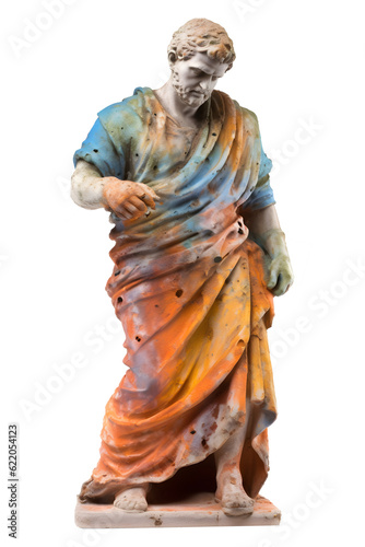 ancient roman philosopher statue on transparent background ,generative ai