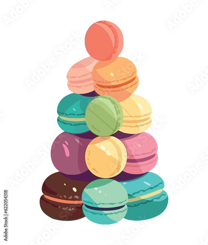 Sweet dessert with macaroons and candy