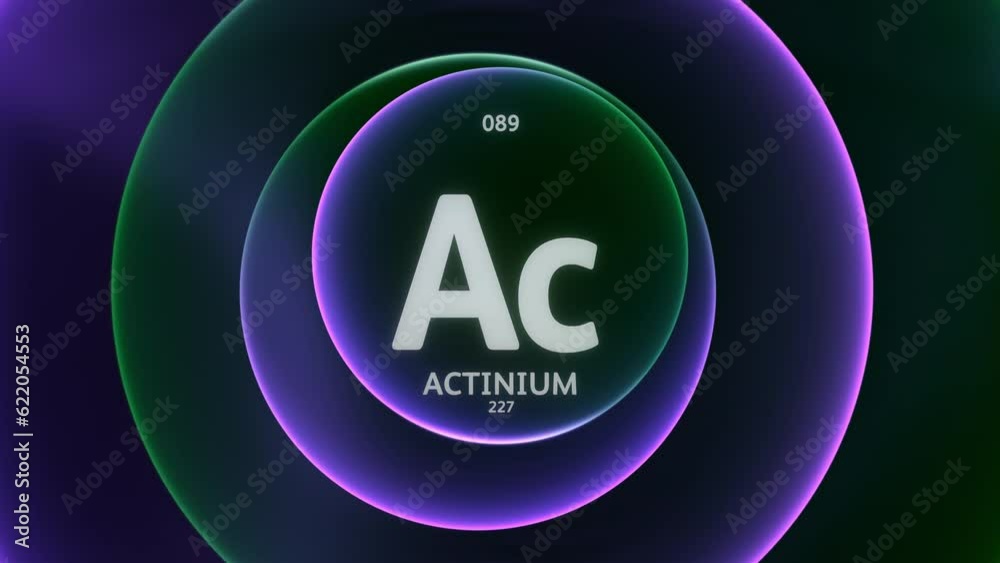 Actinium as Element 89 of the Periodic Table. Concept animation on ...