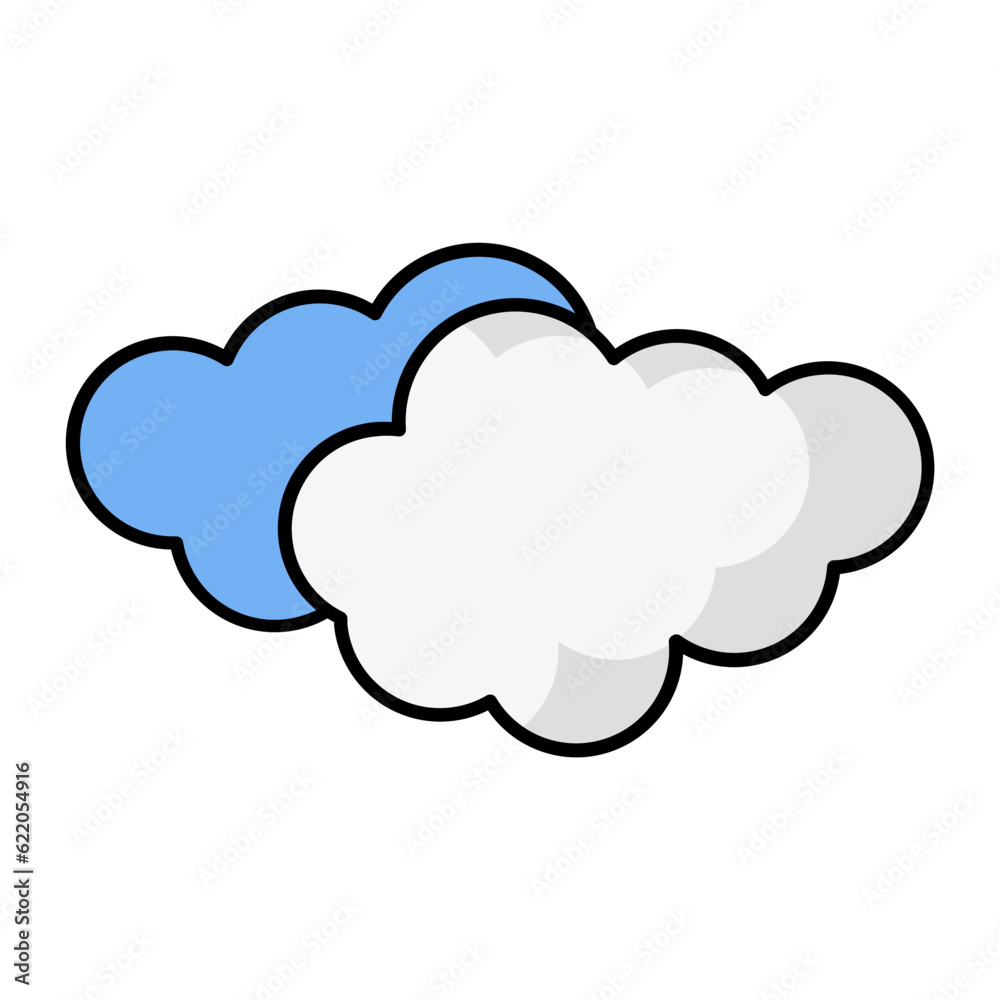 Clouds Line Color Icon