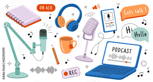 Set of elements for podcast