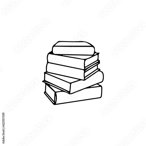 vector illustration of pile of books