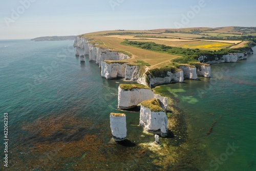 Εκτύπωση καμβά Take in breathtaking Aerial Drone views of the Jurassic coast and unique rock fo