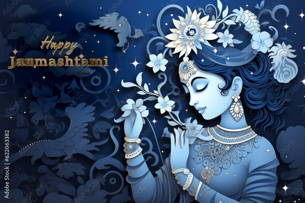 Φωτογραφία Krishna janmashtami, yearly Hindu festival that celebrates the birth of Krishna, the eighth incarnation of Vishnu, supreme God, of the Vaishnava tradition of Hinduism, Religious cultural