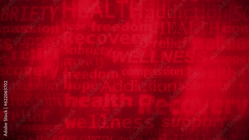 Wellness health addiction recovery support looping red animated background