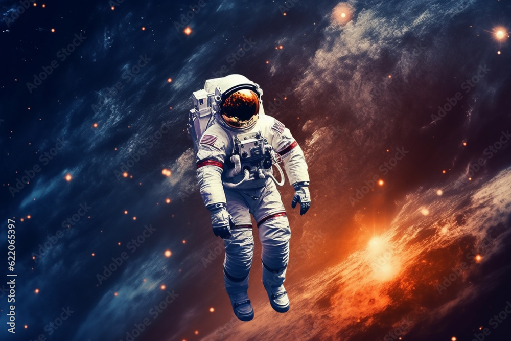 Astronaut in the outer space over the planet Earth