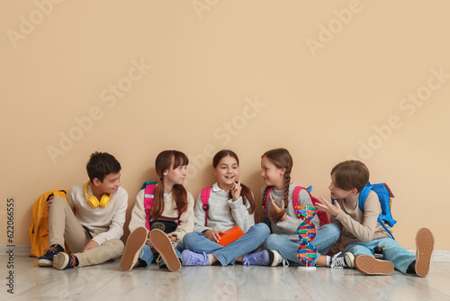 Little pupils with backpack...