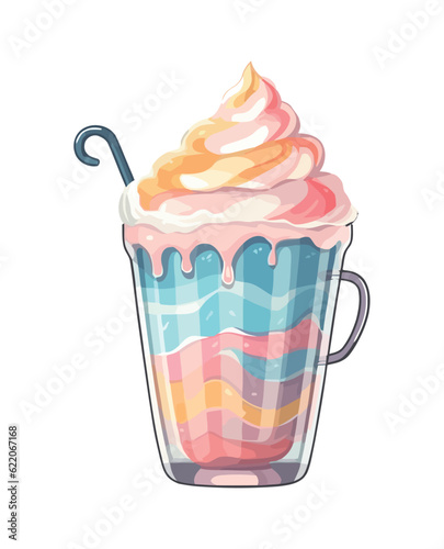 sweet milkshake cream with straw