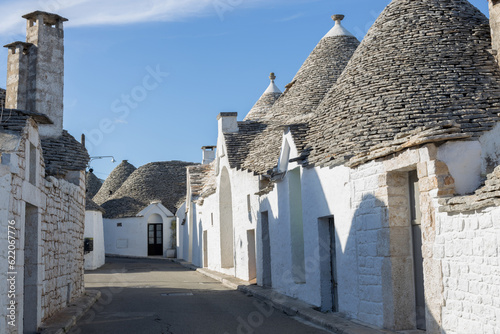 Beautiful view of a narrow street in the city of Alberobello.