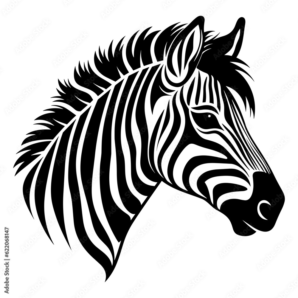 Zebra black silhouette head face logo portrait svg vector
