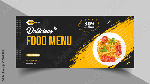 Super delicious fast food Facebook Cover banner template.
