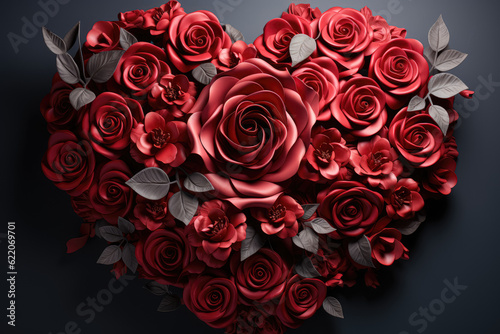 Heart made of roses  symbolizing love  romance  and affection. Generative Ai.