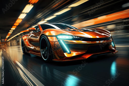 Abstract concept image related to cars, representing speed, movement, and automotive design. Generative Ai. © Sebastian