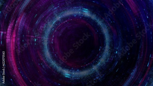 Futuristic Purple and Blue Artificial Intelligence Dashboard Design Background. Concept 3D illustration for abstract geometric dark cyber HUD backplates or digital festival event and vj backdrop.