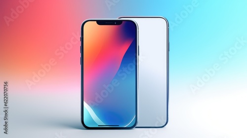 Free Download Modern mobile phone, banner. Big touch screen of smartphone with colored wallpaper in the colofull background - GFXLoad