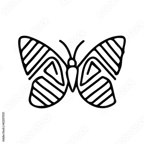 Hand drawing butterfly in black and white, suitable for butterfly logos, butterfly silhouettes.