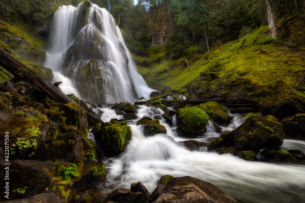 waterfall in the mountains Pacific Northwest waterfall in the mountains Pacific Northwest