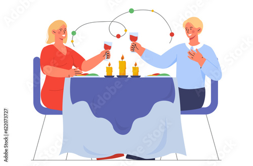 Man at woman at fancy dinner concept
