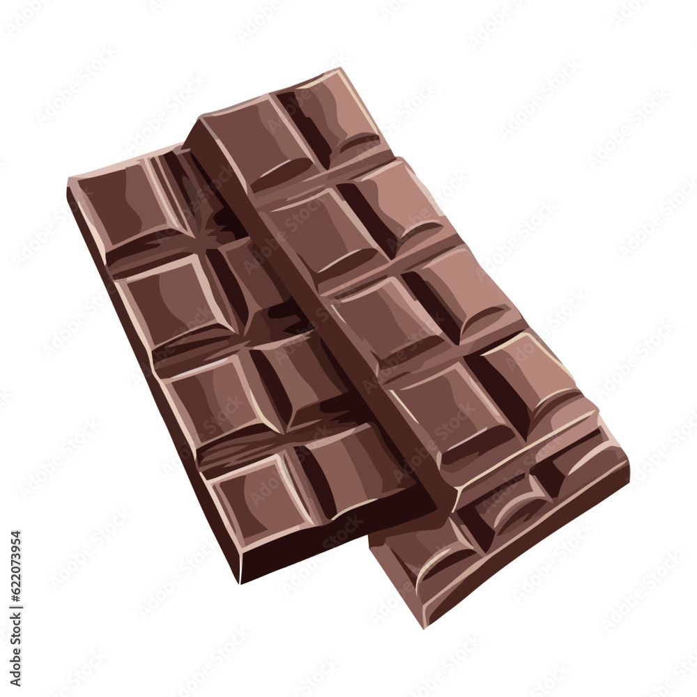Dark chocolate bar, broken slice, indulgent snack Dark chocolate bar, broken slice, indulgent snack