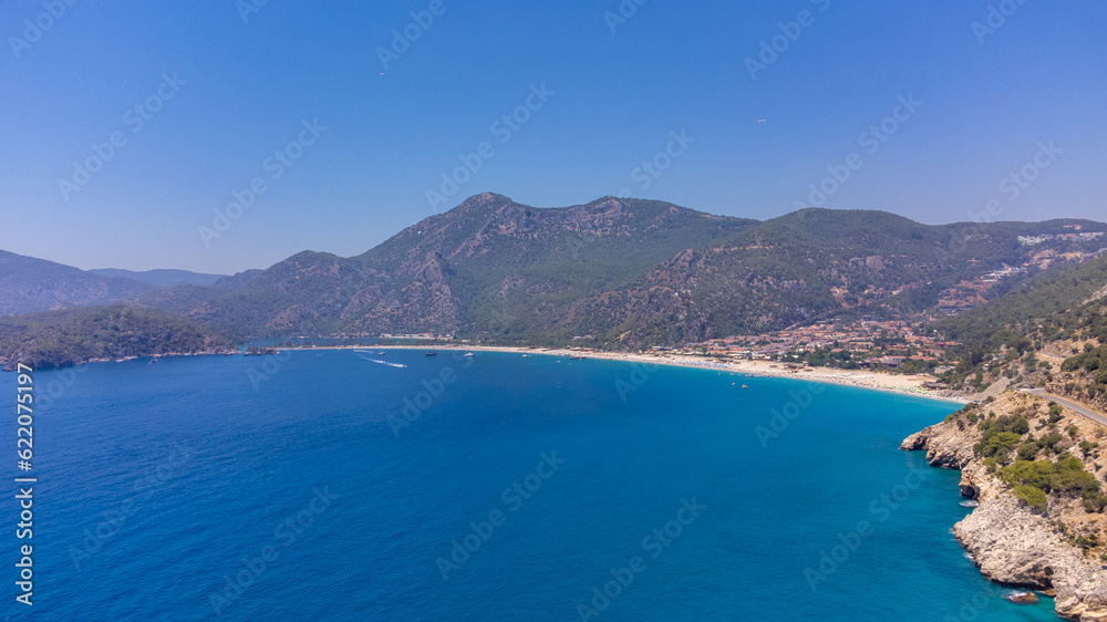 Aerial view of Belcegiz Bay (Belcekiz Beach) in Oludeniz district.