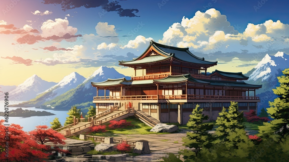 Fototapeta premium Temple of heaven. AI generated art illustration.