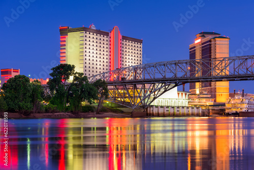 Shreveport, Louisiana, USA downtown skyline on the Red River. photo