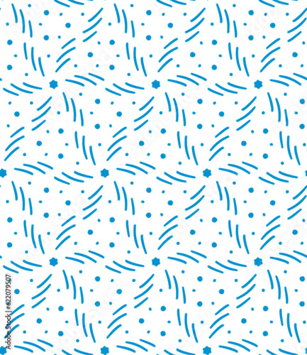 Blue Snowflake On White Seamless Pattern 