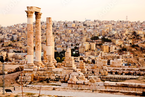 Temple of hercules on the citadel in amman, jordan