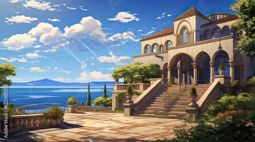 Ruins of the temple of heaven. AI generated art illustration.