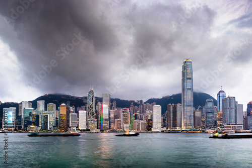 Hong Kong, China skyline on Victoria Harbor. photo