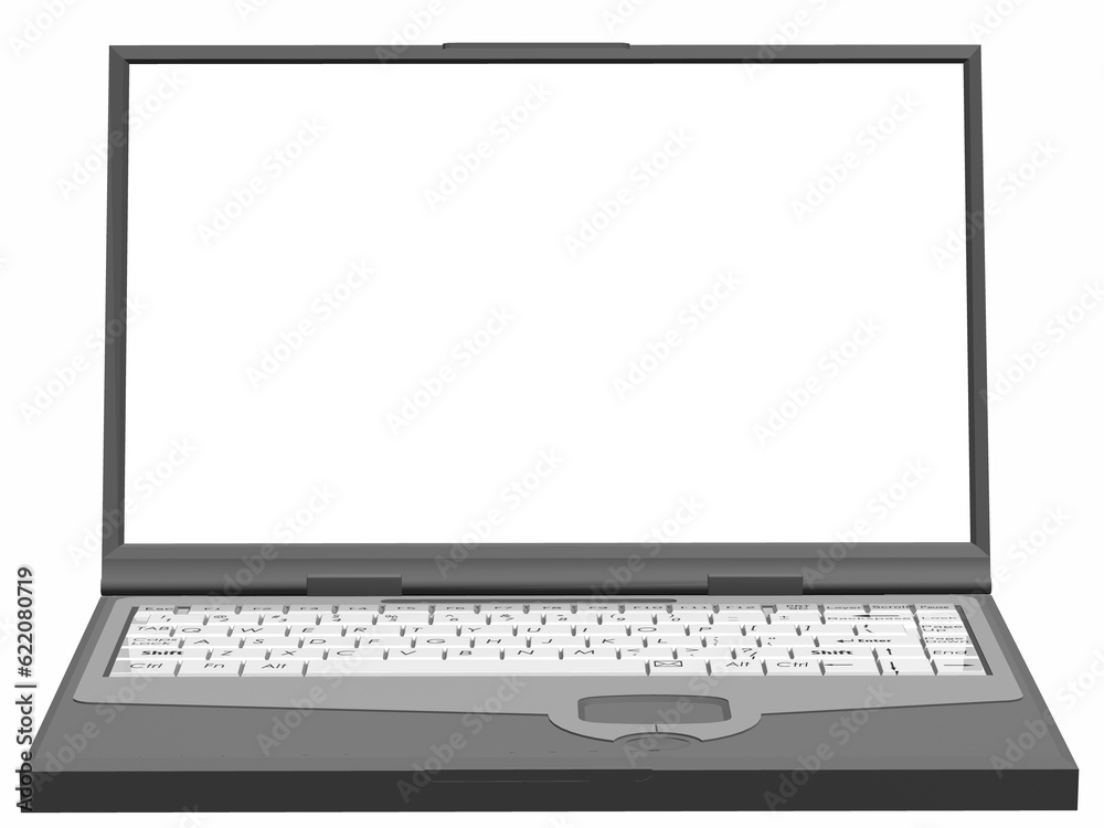 Notebook, Laptop with white screen frame on a white background isolated Notebook, Laptop with white screen frame on a white background isolated