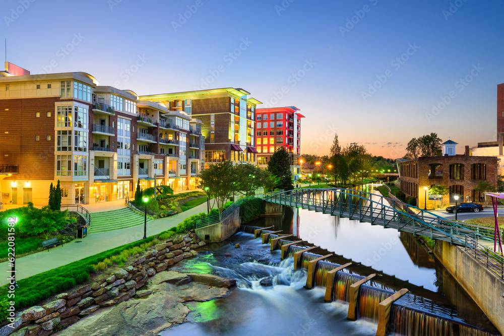 Greenville, South Carolina, USA downtown cityscape.