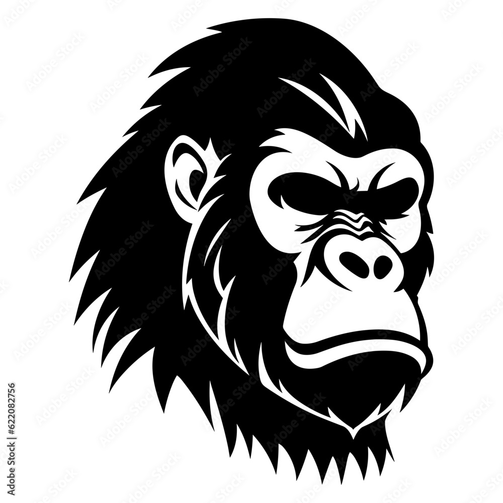 Gorilla head face black silhouette logo svg vector