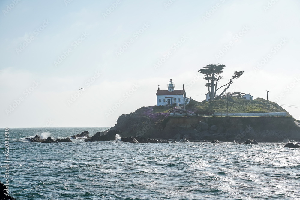 Battery Point Lighthouse in Crescent City, California. California coast.
