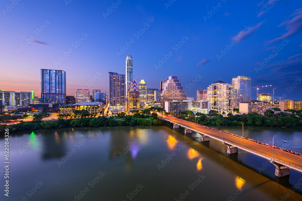 Austin, Texas, USA downtown skyline over the Colorado RIver. Austin, Texas, USA downtown skyline over the Colorado RIver.