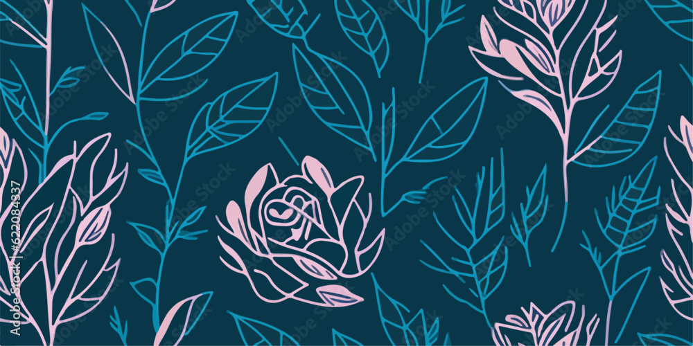 Timeless Beauty: Vector Illustration of Pink Roses Pattern for Classic Artworks