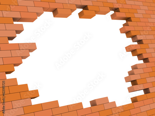 Fototapeta Naklejka Na Ścianę i Meble -  abstract 3d illustration of brick wall hole frame template