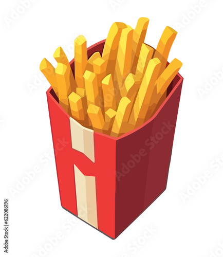 Fast food french fries, icon isolated